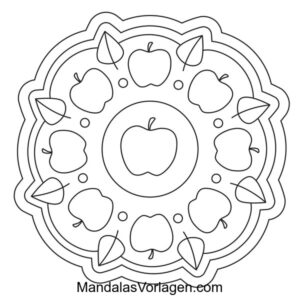 Apfel Mandala – Einfache Ausmalvorlage für Kinder & Erwachsene