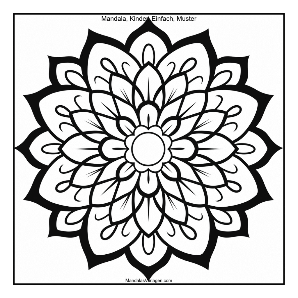 Einfaches Mandala für Kinder – Blütenmuster zum Ausmalen