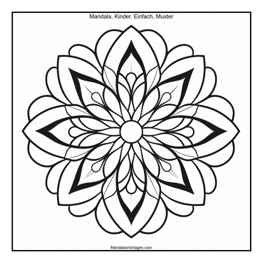 Einfaches Mandala für Kinder – Blumiges Ausmalmuster