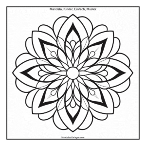 Einfaches Mandala für Kinder – Blumiges Ausmalmuster