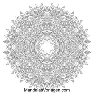 Herbst Mandala mit Blättern – Filigrane Ausmalvorlage für den Herbst