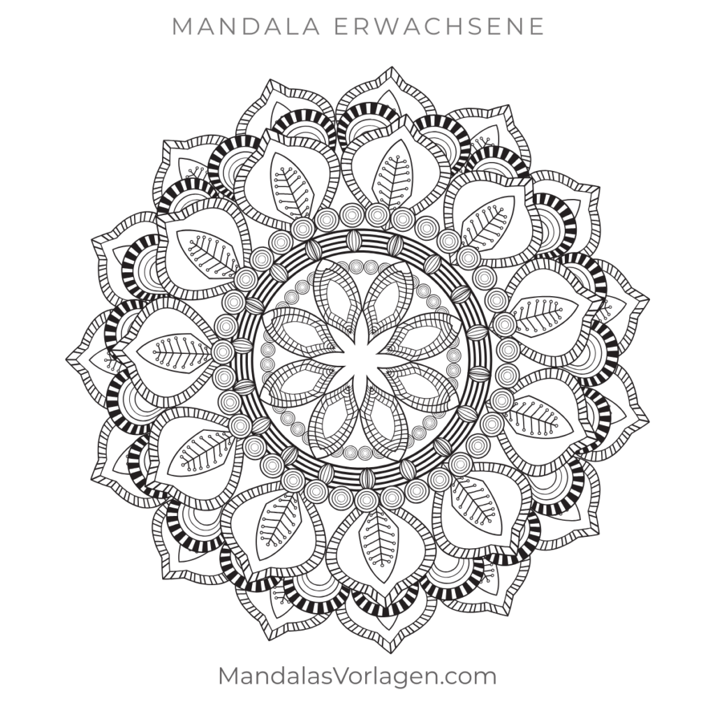 Mandala Blätter Vorlage für Erwachsene