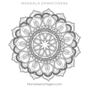 Mandala Blätter Natur – kostenlose Vorlage für Erwachsene (PDF)