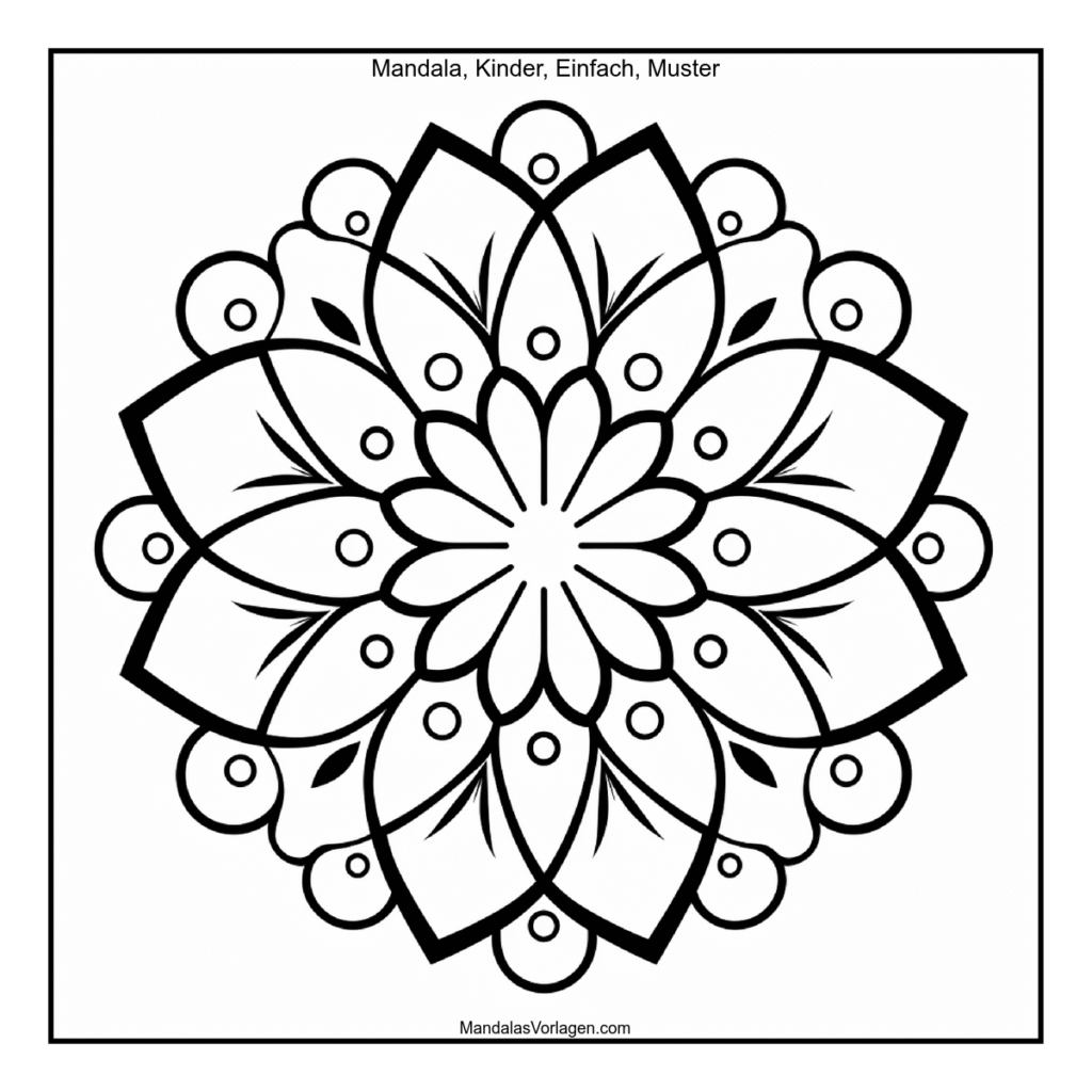 Mandala Blume mit Kreispunkten – Spielerisches Muster