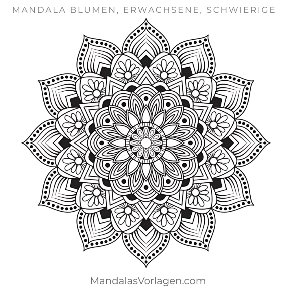 Mandala Blume mit Lotus-Design – kostenlose Ausmalvorlage