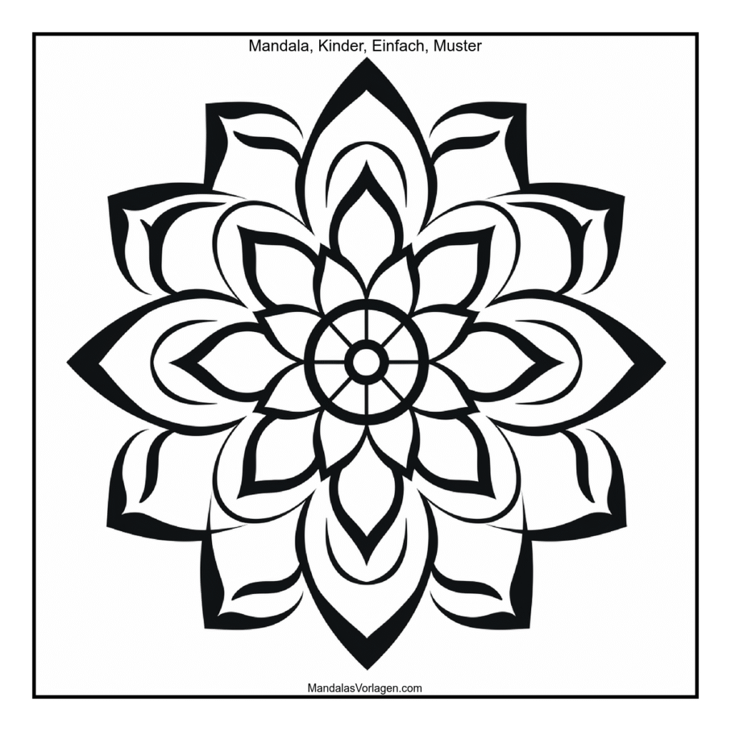 Mandala Blume mit acht großen Blättern – Klar & Harmonisch