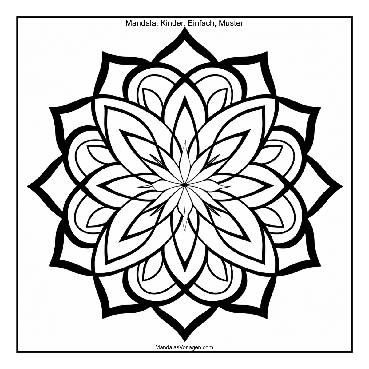 Mandala Blume mit doppelten Blütenblättern – Detailreich & Einfach