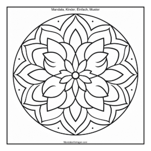 Mandala Blume mit großen Blütenblättern – Einfach & Kinderfreundlich