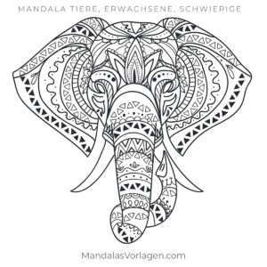 Mandala Elefant mit großen Ohren – kostenlose Ausmalvorlage