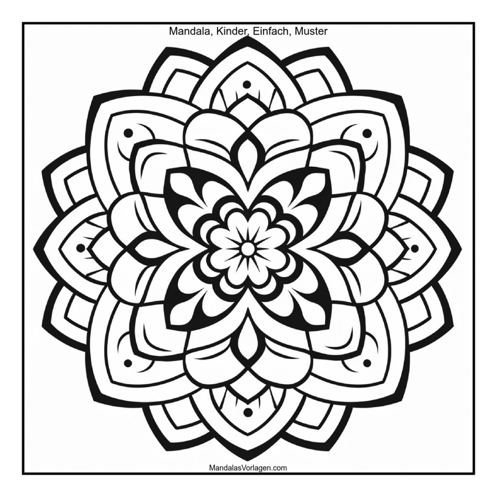 Mandala Herzblätter – Freundliches Kinder-Muster
