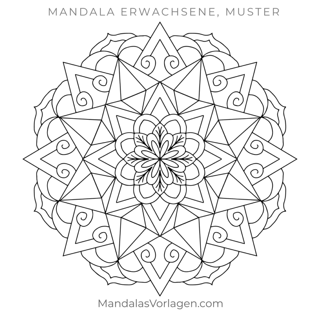 Mandala Reflection geometrisch – Ausmalvorlage für Erwachsene