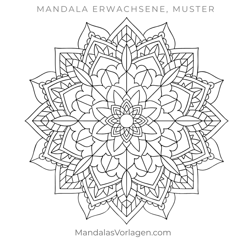 Mandala Relaxation mit floralen Mustern – kostenlose Vorlage