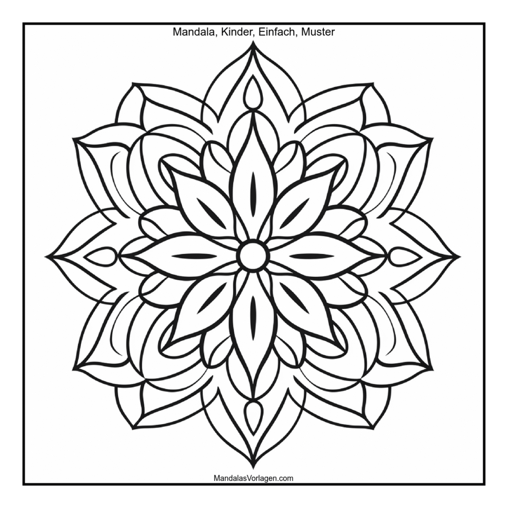 Mandala Sternblume mit zarten Linien – Einfach für Kinder