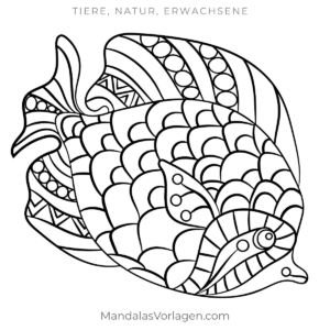 Mandala Tropenfisch mit Musterschuppen – Ausmalvorlage (PDF)
