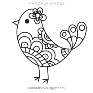 Mandala Vogel Blume – kostenlose Vorlage für Kinder zum Ausmalen (PDF)