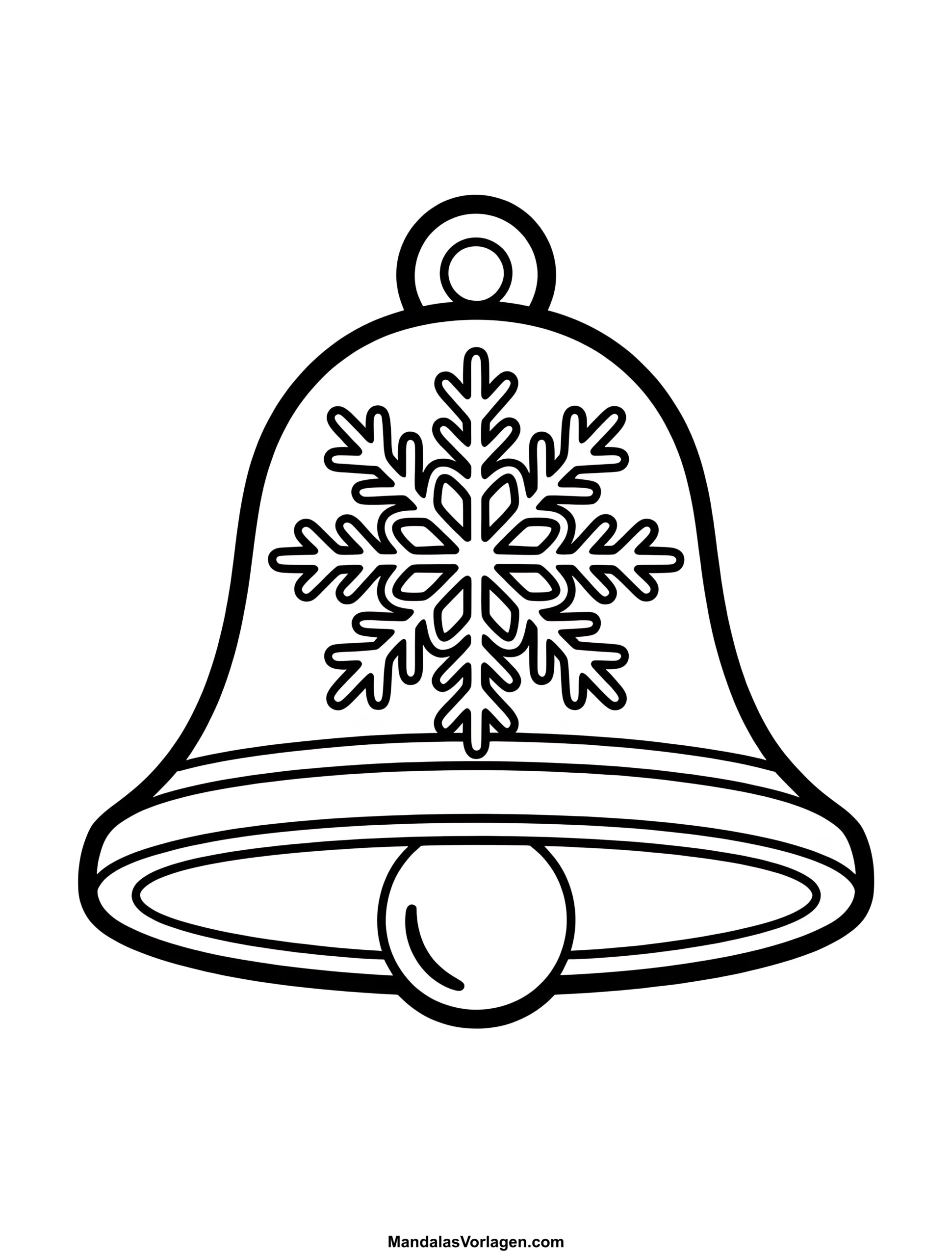 Mandala Weihnachten Glocke – Ausmalvorlage mit Schneeflocke