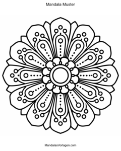 Mandala Blume mit 8 Blättern – Ausmalvorlage für Erwachsene